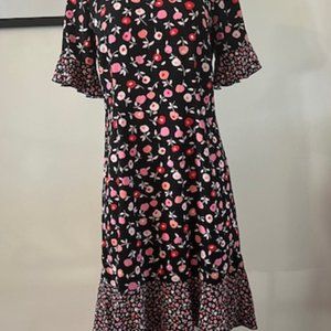 Black and Floral Zip Back Dress